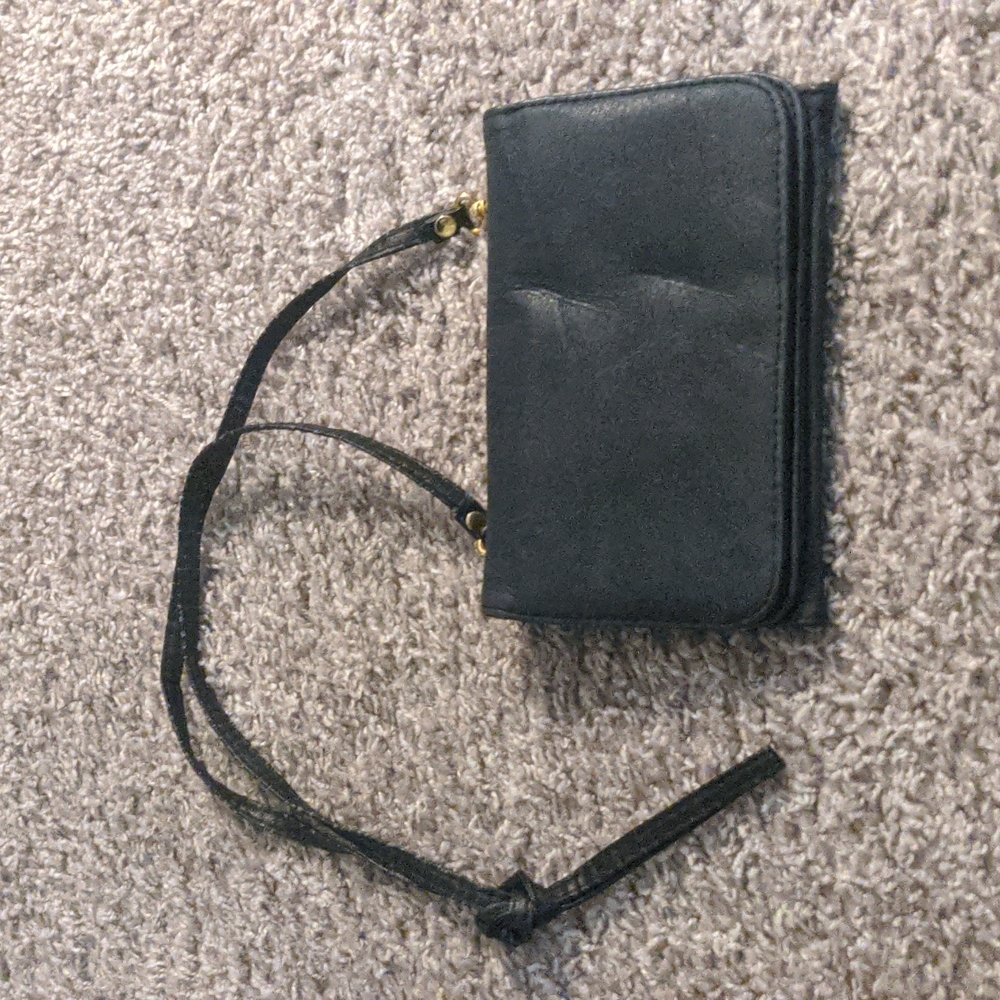 Genuine Leather 3 Stars Black Crossbody Handbag w/Removable Straps Gold …